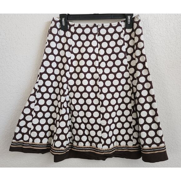 Cato Brown White Polka Dot A Line Above The Knee Skirt 8 Lightweight Soft - Picture 2 of 4